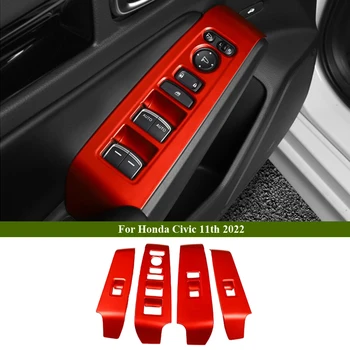 Za 11. Gen Honda Civic 2022 2023 RHD Armrest Steklo Dvignite Stikala Dekoracijo Okvir Pokrova ABS Avto Dodatki
