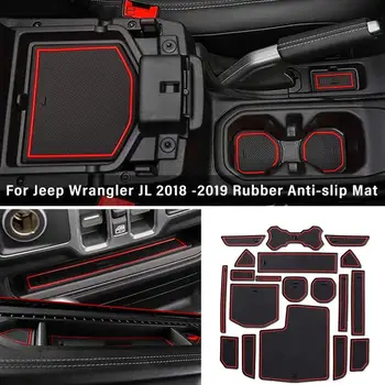 za Jeep Wrangler JL 2018 2019 Gume Anti-slip Mat Pokal Telefon Pad Železnica Vrata, za Utor Blazine, Dodatki Režo T2D1